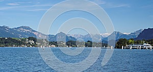 View from Haldenstrasse at the shores over Lake Lucerne (Switzerland)