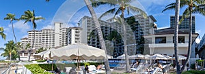 View of the Halekulani Hotel, famous Waikiki beach