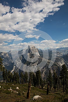 View of Half Dome from trail at Yosemite