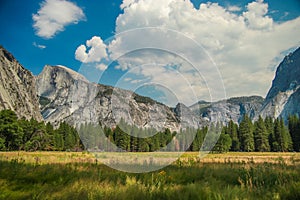 View of Half Dome from Yosemite Valley, Cook`s meadow trail, Yosemite NP, California, USA. Near Landmarks: Yosemite Falls,