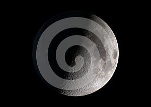 View of an half moon in space with stars 3D rendering elements of this image furnished by NASA