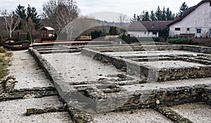 View of Half-timbered house site, I. century A.D., Egregy Villa Rustica and the green church, Hungary