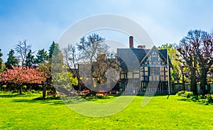 View of the Hall's Croft gardens in Stratford upon Avon, England