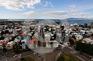 View from Hallgrimskirkja in Reykjavik Iceland