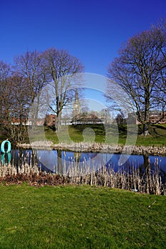 View of Halmstad central park, Slottsparken is located in Halmstad in the province of Halland on the Swedish west coast. photo