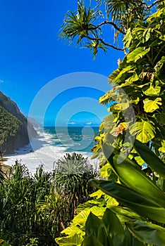 The view of Hanakapiai Beach ion Kalalau Trail