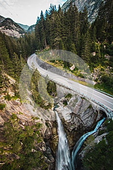 View from Handeckfall bridge in the Switzerland