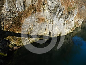 A view from the hanging bridge to the river.