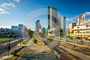 View of Harbor Drive and railroad tracks in San Diego