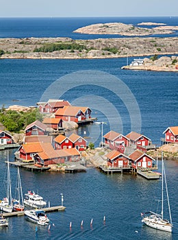 View of the harbor in Hunnebostrand, Sweden