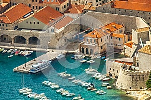 View of the harbor and the old town of Dubrovnik