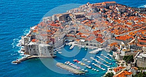 View of the harbor and the old town of Dubrovnik