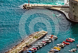 View of the harbor and the old town of Dubrovnik