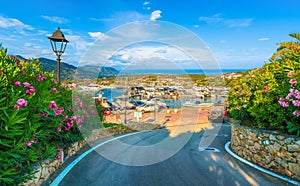 View of harbor and Porto Rotondo village, Sardinia island, Italy