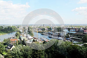 View on the harbor of the river rhine in cologne