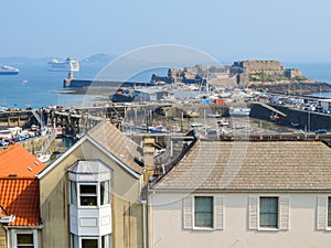 View of harbor Saint Peter Port. Bailiwick of Guernsey, Channel Islands photo