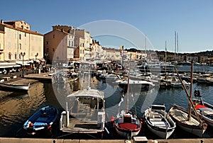 View of the harbor and ships St Tropez, France