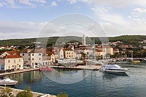 View of harbor at the Supetar town