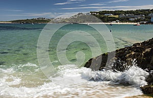 View of harbour from beach at St, Ives Cornwall