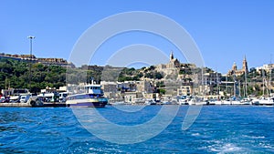 View of the harbour of Mgarr of Gozo island on a sunny day