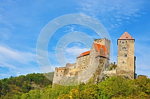 View of Hardegg castle in sunny day