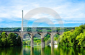 View of the Harkortsee and the surrounding landscape. Nature by the lake on the Ruhr.