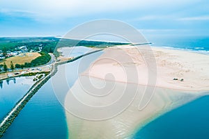 View of Harrington breakwall and Manning river mouth.