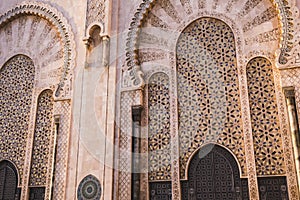 view of hassan II mosque& x27;s big gate - Casablanca, Morocco