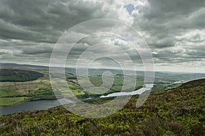 View from Hathersage Moor in Peak District National Park, Derbyshire, England, UK.