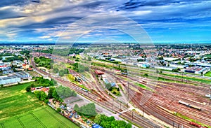 View of Hausbergen Station, a classification yard near Strasbourg, France