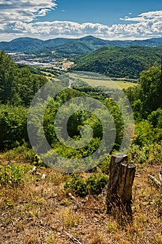 View from Havrania mountain in Stiavnicke vrchy towards Zarnovica