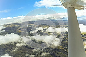 View on Hawaii island from small airplane