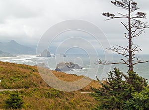 View of Haystack on the Oregon Coast