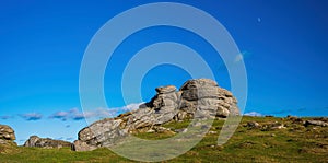 Haytor Rocks in Dartmoor Park in Devon in England photo
