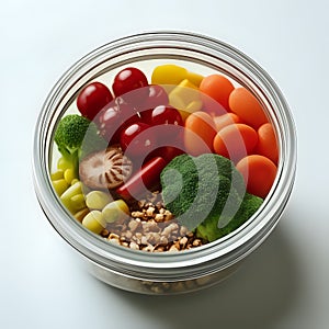 View of healthy food incased in a container - generated by ai photo