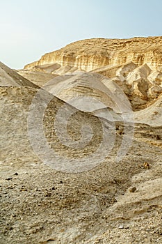 View on heat desert sunny land near dead sea in Israel
