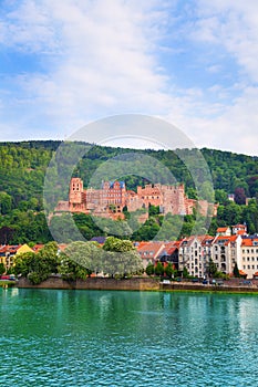 View of Heidelberg castle and Neckar river