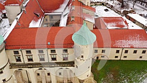 View from the height of the castle in Nowy Wisnicz in winter, Poland