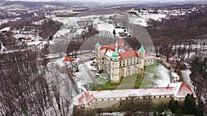 View from the height of the castle in Nowy Wisnicz in winter, Poland