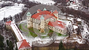 View from the height of the castle in Nowy Wisnicz in winter, Poland