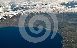 Lake Sevan and Caucasus Mountains