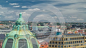 View from the height Powder Tower in Prague timelapse. Historical and cultural monument