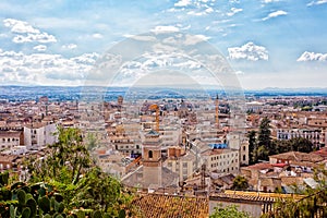 View from height to Granada