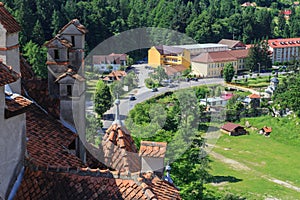 A view from a height of the village of Bran, where the famous Dracula\'s Castle is located. Transylvania. Romania