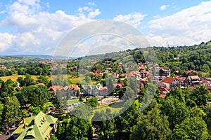 A view from a height of the village of Bran, where the famous Dracula\'s Castle is located. Transylvania. Romania