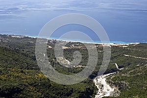 View from the height of the winding path leading to the Adriatic Sea. VLORE, Albania