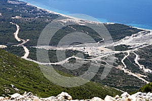 View from the height of the winding path leading to the Adriatic Sea. VLORE, Albania