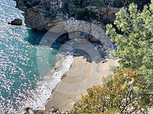 View from the height of a wonderful secluded beach