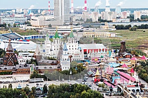 View from the heights to the Izmailovo Kremlin in Moscow