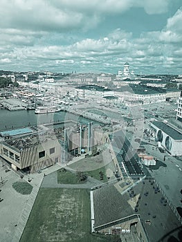 View of Helsinki city center from SkyWheel , Helsinki, Finland, Europe